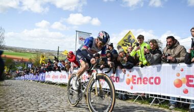 Red Bull-BORA-hansgroh's Belgian rider Remco Evenepoel competes in the men's race of the 'Ronde van Vlaanderen/ Tour des Flandres/ Tour of Flanders' UCI WorldTour one day cycling race, 278 km from Antwerp to Oudenaarde, in Haaltert on April 5, 2026. (Photo by ELIAS ROM / Belga / AFP) / Belgium OUT