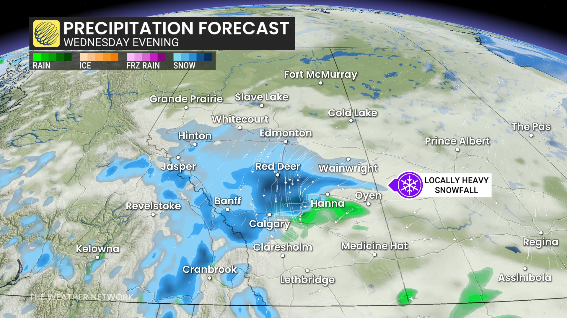 Baron - Prairies precipitation Wednesday evening - April 15