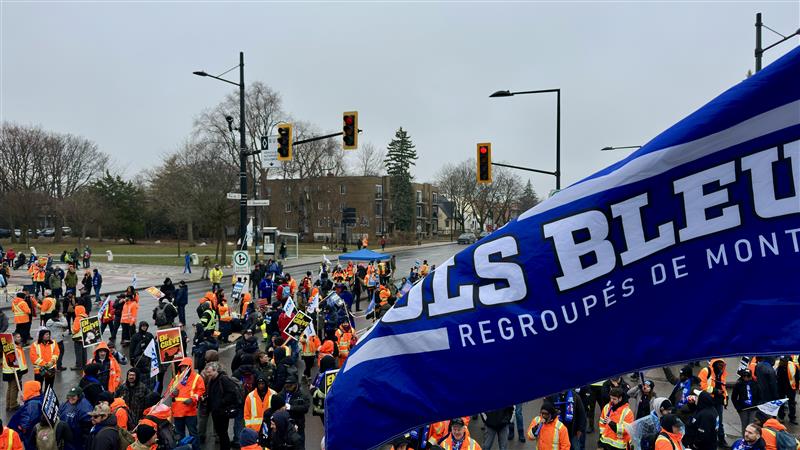 Montreal blue-collar workers hold large rally during second day of three-day strike