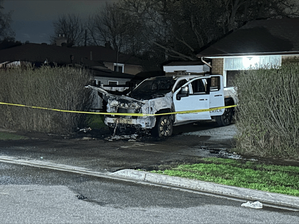 Tow truck torched in Brampton driveway, police confirm arson