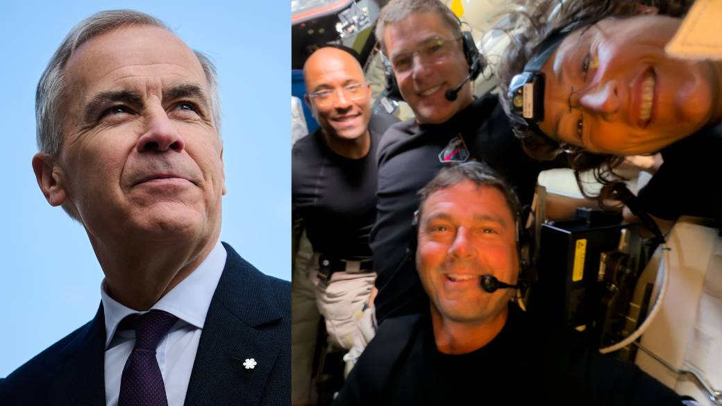 Click to play video: 'Carney’s long-distance call to space: PM speaks with Jeremy Hansen, Artemis II crew'