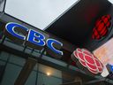 The CBC/Radio Canada sign on the Canadian Broadcasting Corporations building in Vancouver is pictured on May 28, 2013.  