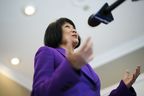 Toronto Mayor Olivia Chow speaks to reporters in Ottawa on Monday, Feb. 26, 2024. 
