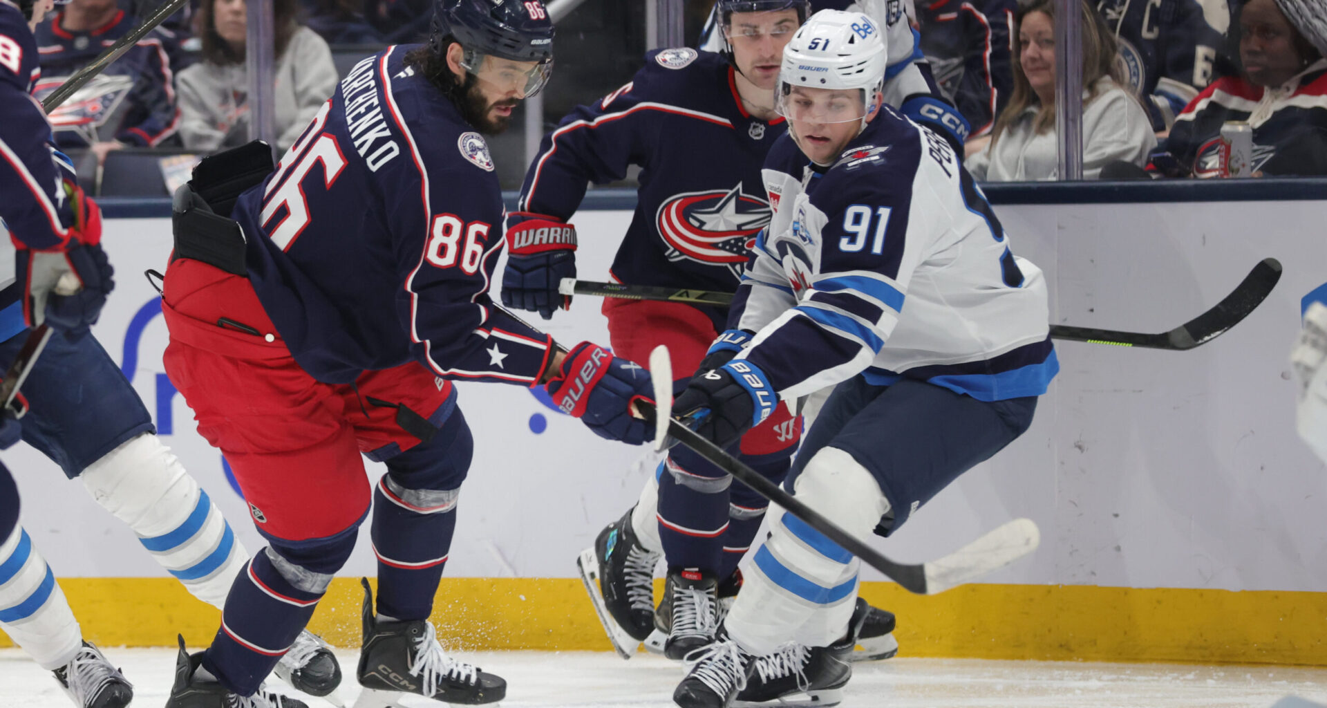 Connor scores twice as the Jets beat the Blue Jackets 2-1 to stay in the playoff hunt