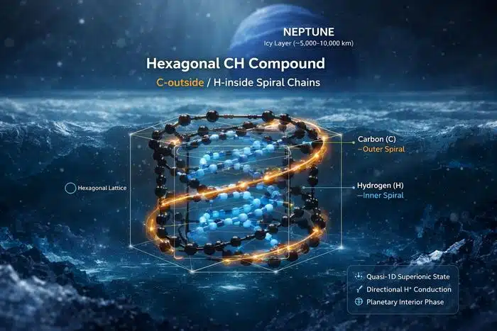 Concept Of A Spiral Superionic Carbon–hydrogen Structure Inside Neptune Under Extreme Conditions.