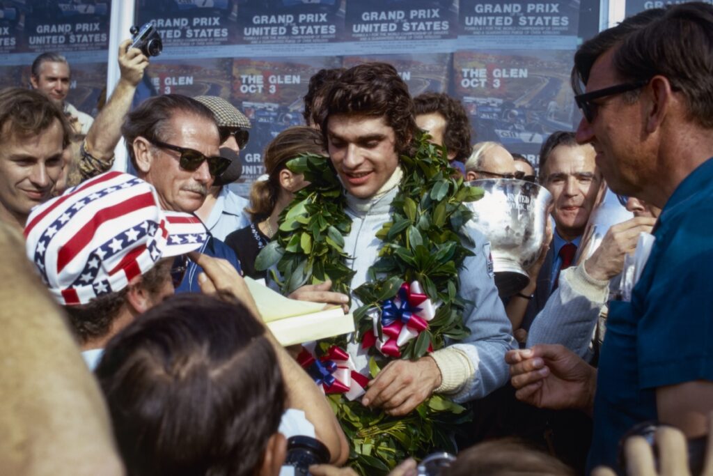 François Cevert during the United States Grand Prix at Watkins Glen in 1971, the only one of his career.