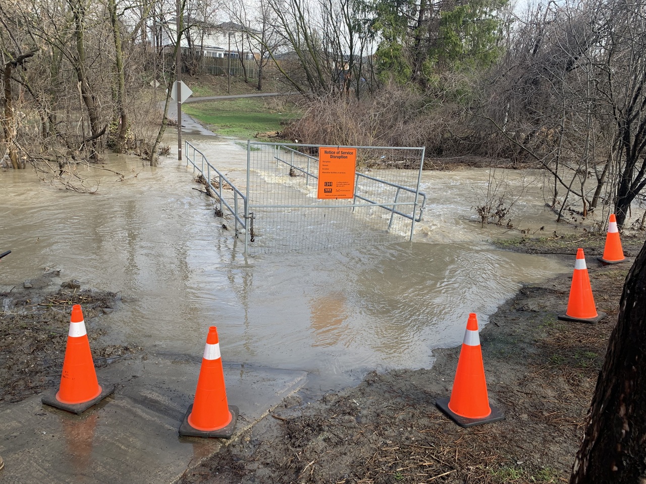 mississauga park closed due to flooding.