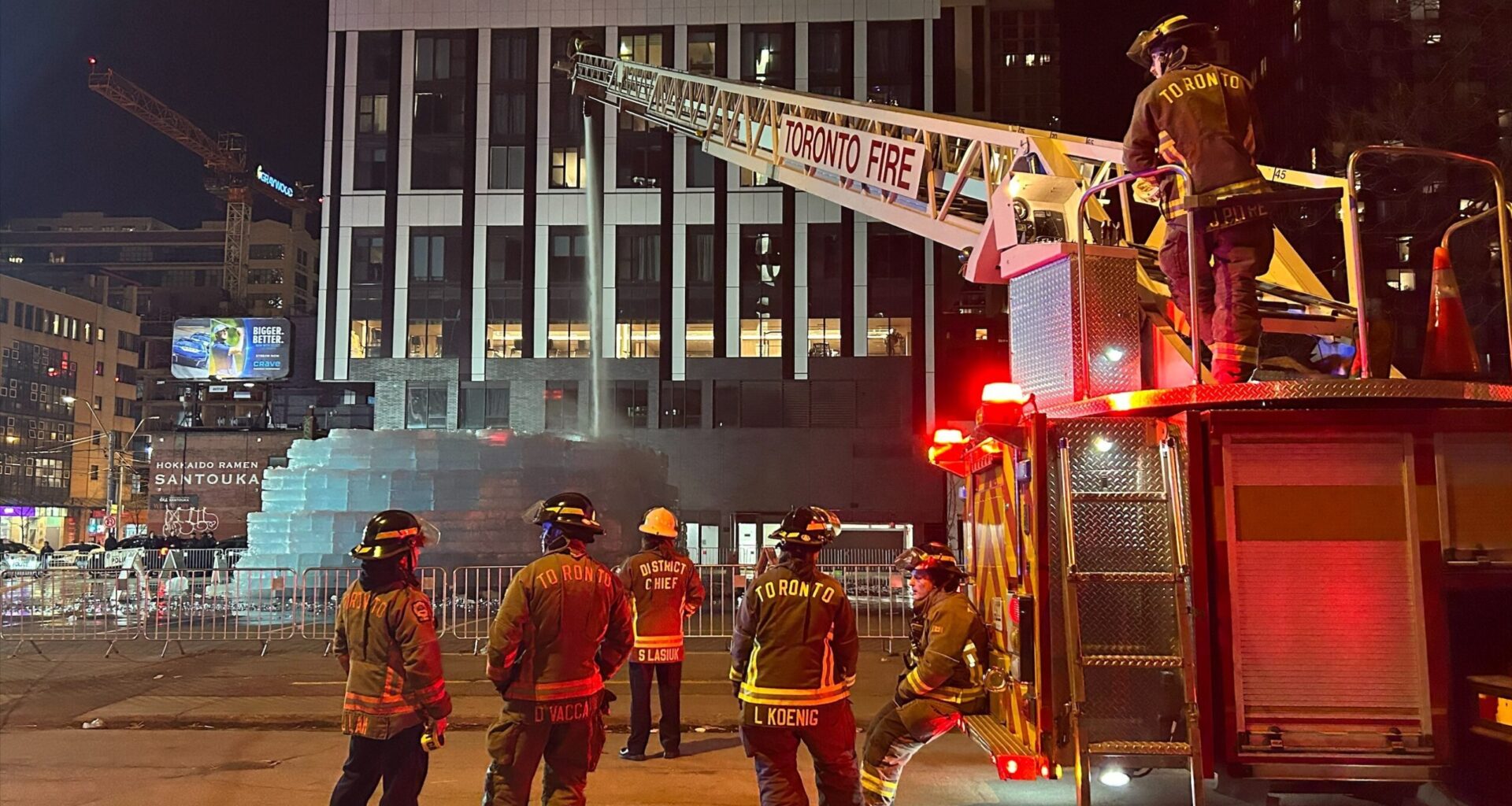 Toronto fire crews hose down, break apart large ice sculpture teasing Drake album after complaints