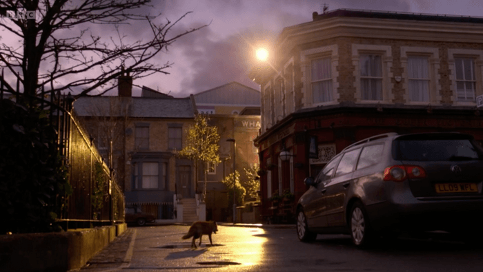 EastEnders Lola death The sun rises over Albert Square as a fox walks across the shot.