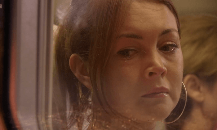 EastEnders Stacey exit Stacey Slater looking out of an airplane window in EastEnders.