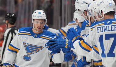 Dylan Holloway's two goals help St. Louis Blues keep slim playoff hopes alive with win over Anaheim Ducks