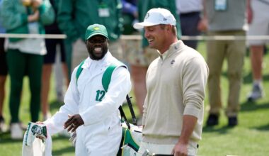 Kevin Hart and Jason Kelce are among the celebrity caddies at Augusta National's Par 3 Contest