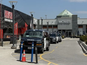 Toronto Police say a security guard was shot near a jewelry store inside Fairview Mall on Tuesday, April 21, 2026.