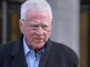 Magna founder Frank Stronach leaves Toronto’s 361 University Ave. courthouse after another day of his sexual assault trial on Thursday, Feb. 12, 2026.
