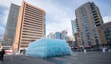 On the scene at Drake’s ice-block monolith as fans try to melt away the mystery