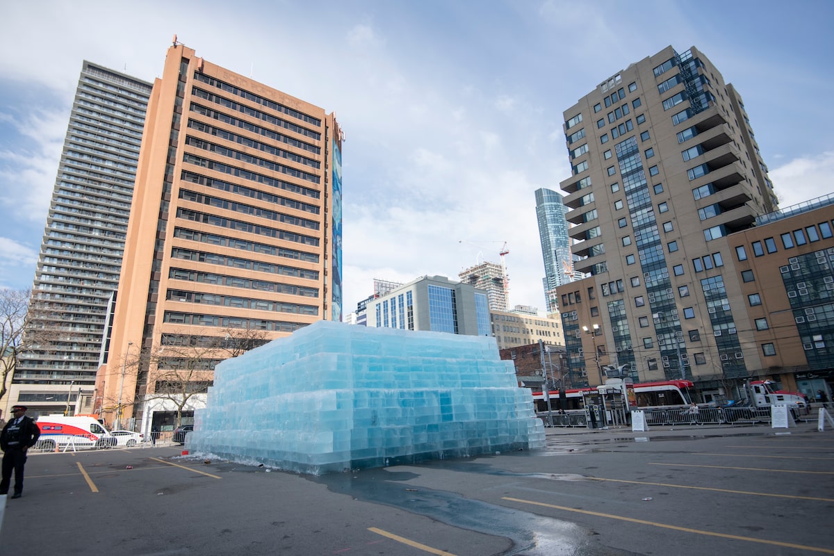 On the scene at Drake’s ice-block monolith as fans try to melt away the mystery