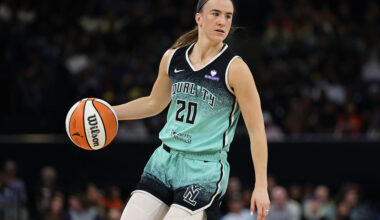 CHICAGO, ILLINOIS - SEPTEMBER 11: Sabrina Ionescu #20 of the New York Liberty dribbles the ball during the second half of the game against the Chicago Sky at Wintrust Arena on September 11, 2025 in Chicago, Illinois. NOTE TO USER: User expressly acknowledges and agrees that, by downloading and or using this photograph, User is consenting to the terms and conditions of the Getty Images License Agreement. (Photo by Michael Hirschuber/Getty Images)