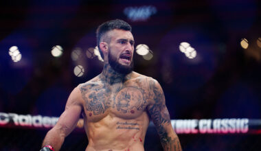 VANCOUVER, CANADA - OCTOBER 18: Charles Jourdain celebrates his victory over Davey Grant during the UFC Fight Night at Rogers Arena on October 18, 2025 in Vancouver, Canada. (Photo by Jordan Jones/Getty Images)