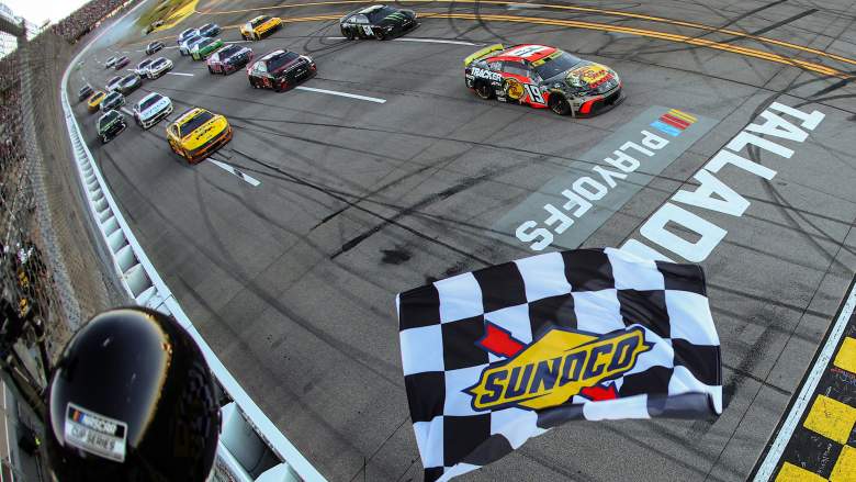 Chase Briscoe takes the checkered flag to win the NASCAR Cup Series YellaWood 500 at Talladega Superspeedway