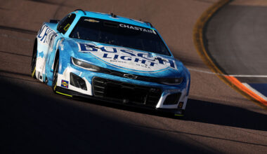 AVONDALE, ARIZONA - NOVEMBER 01: Ross Chastain, driver of the #1 Busch Light Chevrolet, drives during qualifying for the NASCAR Cup Series Championship at Phoenix Raceway on November 01, 2025 in Avondale, Arizona. (Photo by James Gilbert/Getty Images)