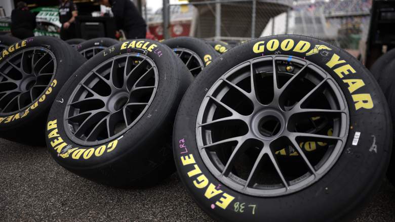 NASCAR Next Gen wheels and Goodyear tires on pit road at Daytona International Speedway