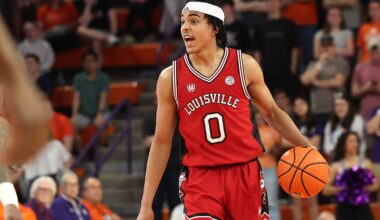 Mikel Brown Jr. brings the ball up the court.