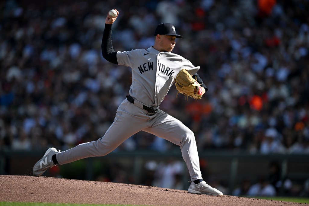 Will Warren #29 of the New York Yankees pitches in the first inning against the San Francisco Giants at Oracle Park on March 28, 2026 in San Francisco, California. 