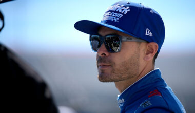 MARTINSVILLE, VIRGINIA - MARCH 28: Kyle Larson, driver of the #5 HendrickCars.com Chevrolet, speaks to a crew member during practice for the NASCAR Cup Series Cook Out 400 at Martinsville Speedway on March 28, 2026 in Martinsville, Virginia. (Photo by Jacob Kupferman/Getty Images)