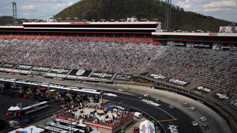 Sparse grandstands during the NASCAR Cup Series Food City 500 at Bristol Motor Speedway in 2026