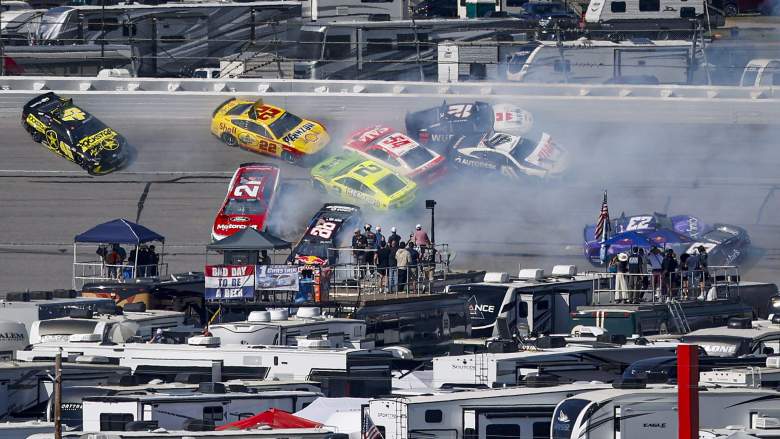multi-car crash at Talladega Superspeedway with more than 20 NASCAR Cup Series cars involved