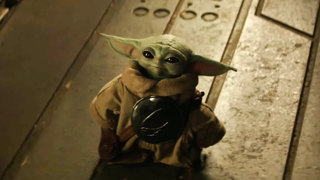 Grogu wearing armor in Mandalorian and Grogu