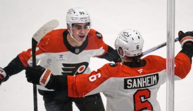 Philadelphia Flyers celebrate return to the playoffs with win over Pittsburgh Penguins in Game 1