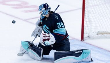 Nikke Kokko stops 26 shots in 1st NHL start as Seattle Kraken beat Calgary Flames