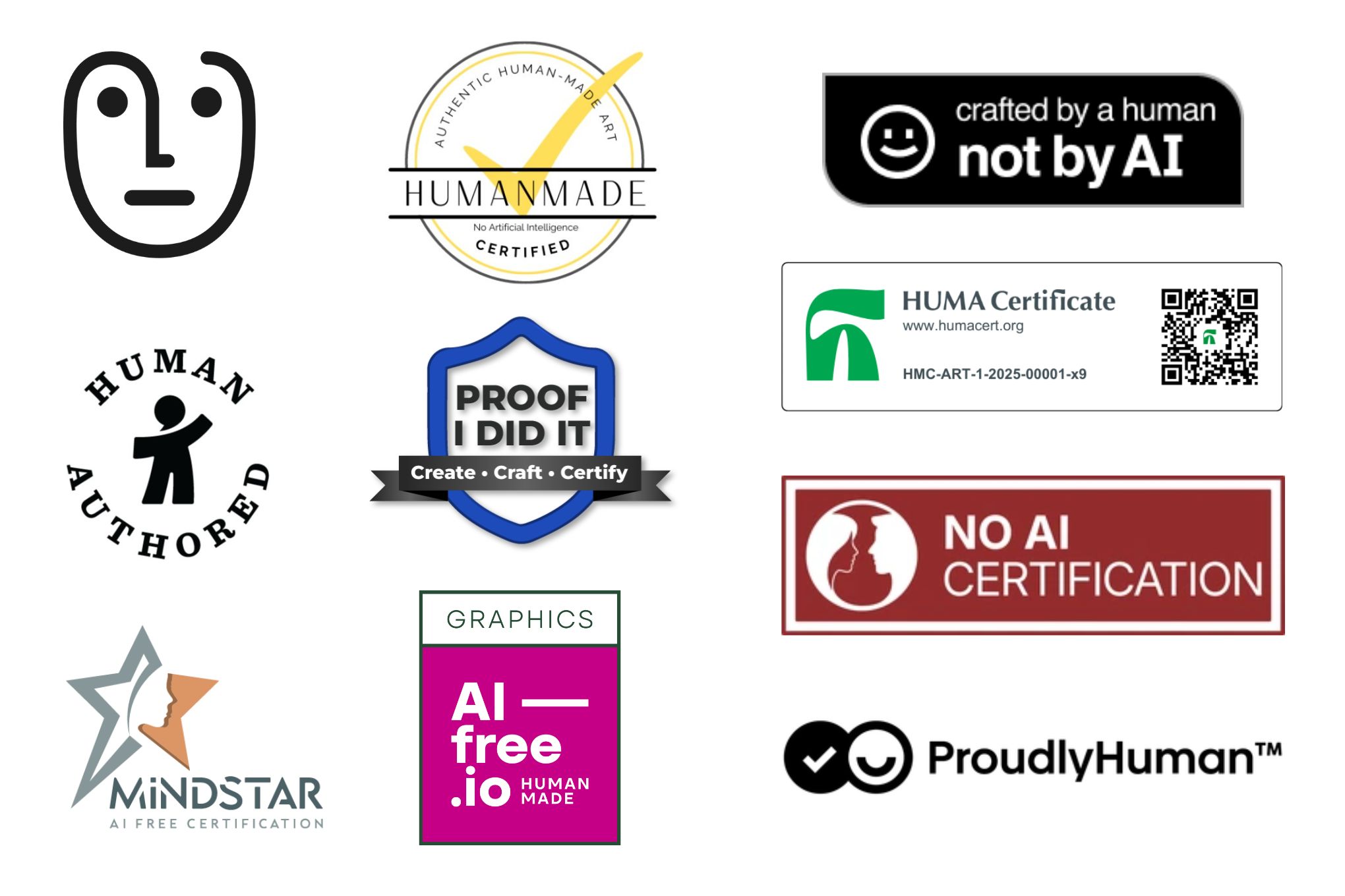 Here are just a handful of the badges being offered by organizations trying to distinguish human-made works from AI-generated content.