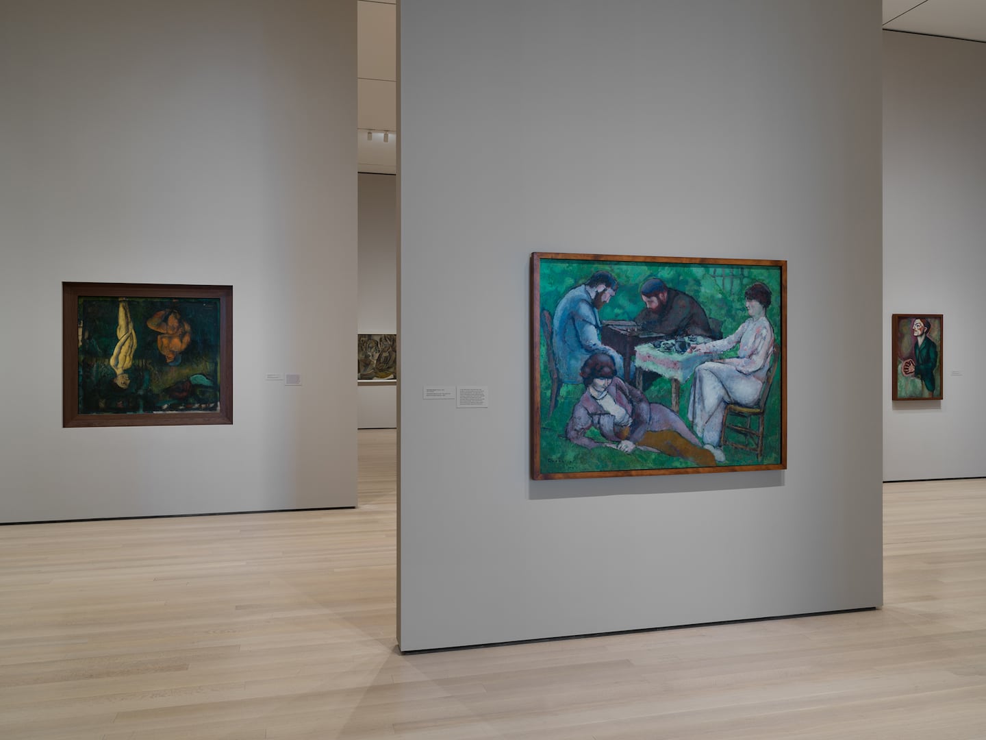 Marcel Duchamp, L to R: "Paradise (Adam and Eve), 1910-1911; "The Chess Game," 1910; "Portrait of Dr. Dumouchel," 1910, at The Museum of Modern Art's "Marcel Duchamp," through August 22.