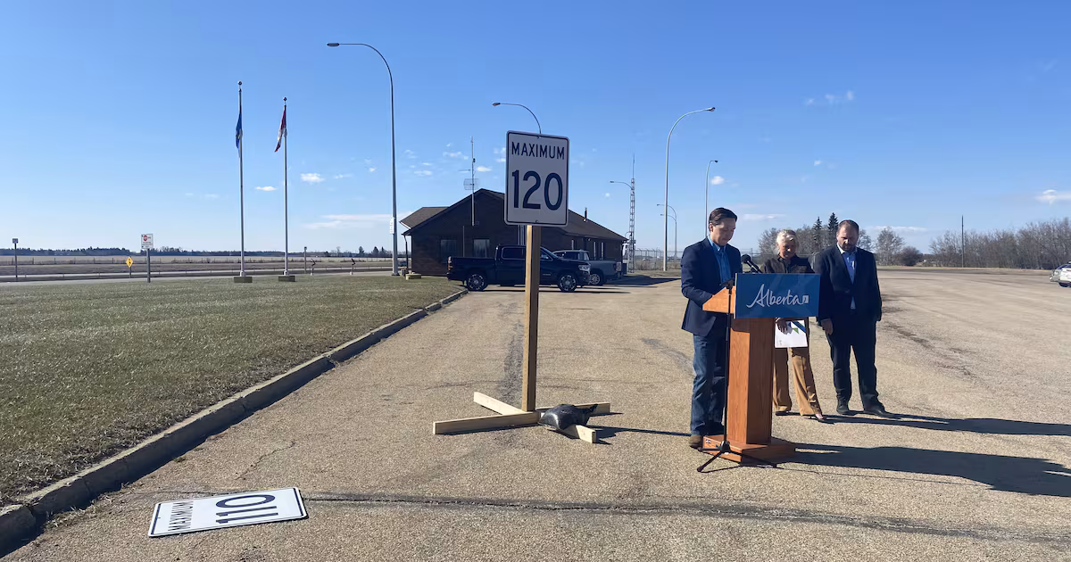120 km/h speed limit trial implemented on section of Highway 2 - CTV News