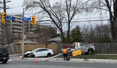 Man accused of impaired driving after crashing into light pole: Toronto police