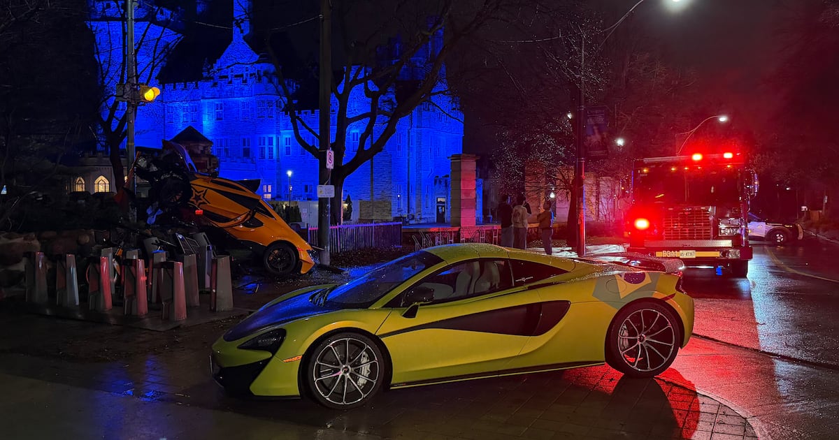 McLaren crashes into wall near Casa Loma
