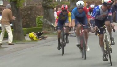 Matteo Jorgenson crashes hard at Amstel Gold Race