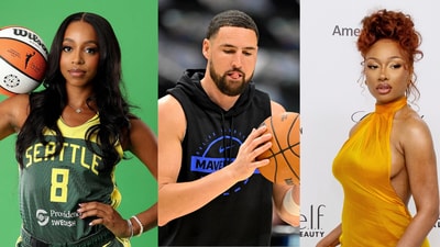 WNBA guard Lexi Brown (L) Klay Thompson (M) and Megan Thee Stallion. (File Photos)