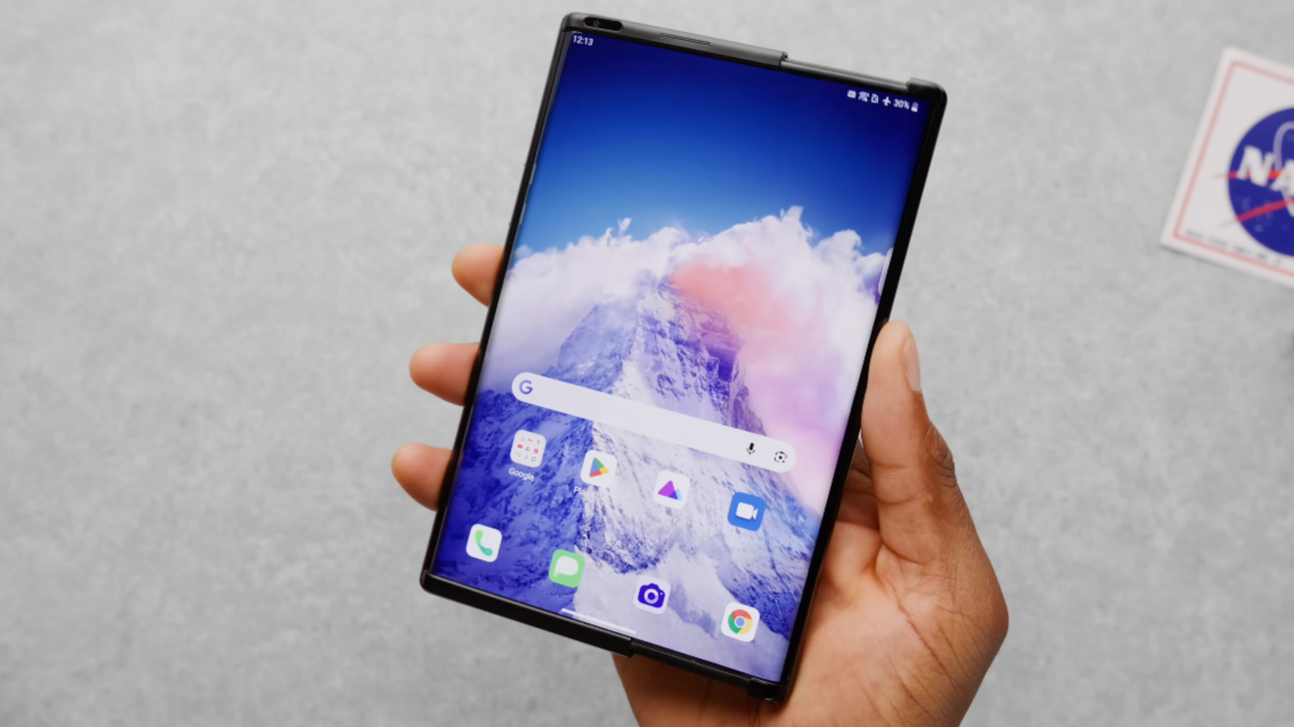 The LG rollable phone in an MKBHD video.