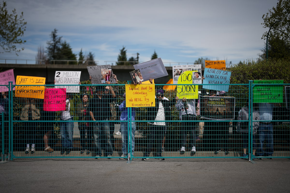 Dozens of protestors gather as Vancouver community marks one year since Lapu Lapu tragedy