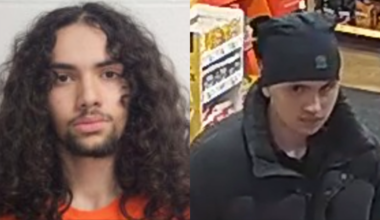 Peel Regional Police vehicle parked near Winston Churchill Boulevard and Argentia Road in Mississauga, reflecting the ongoing investigation of arson attempts.