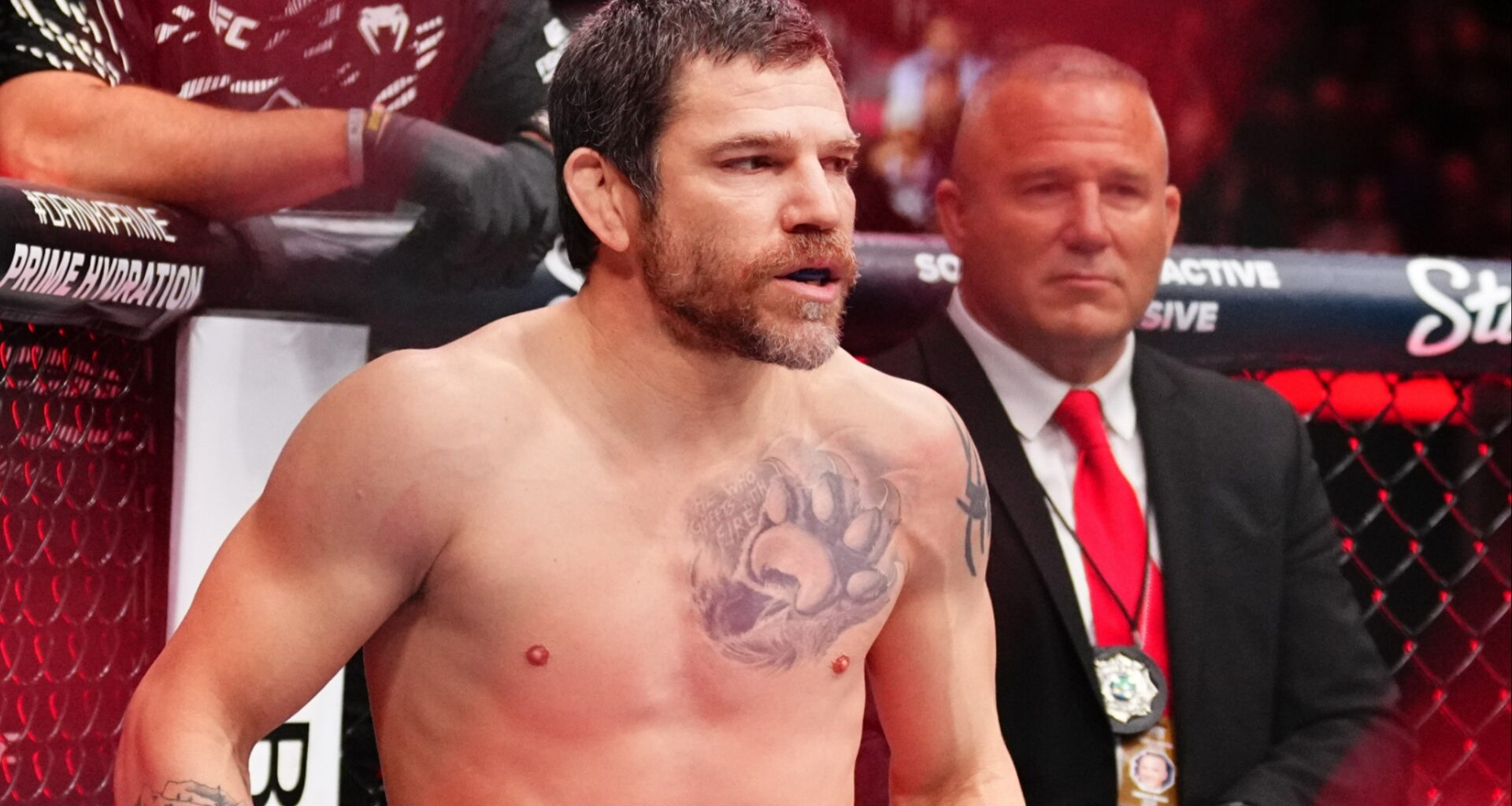 Jim Miller in the Octagon at UFC 314
