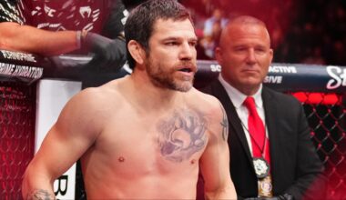 Jim Miller in the Octagon at UFC 314