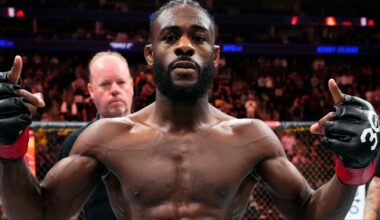 Aljamain Sterling celebrates after UFC 288