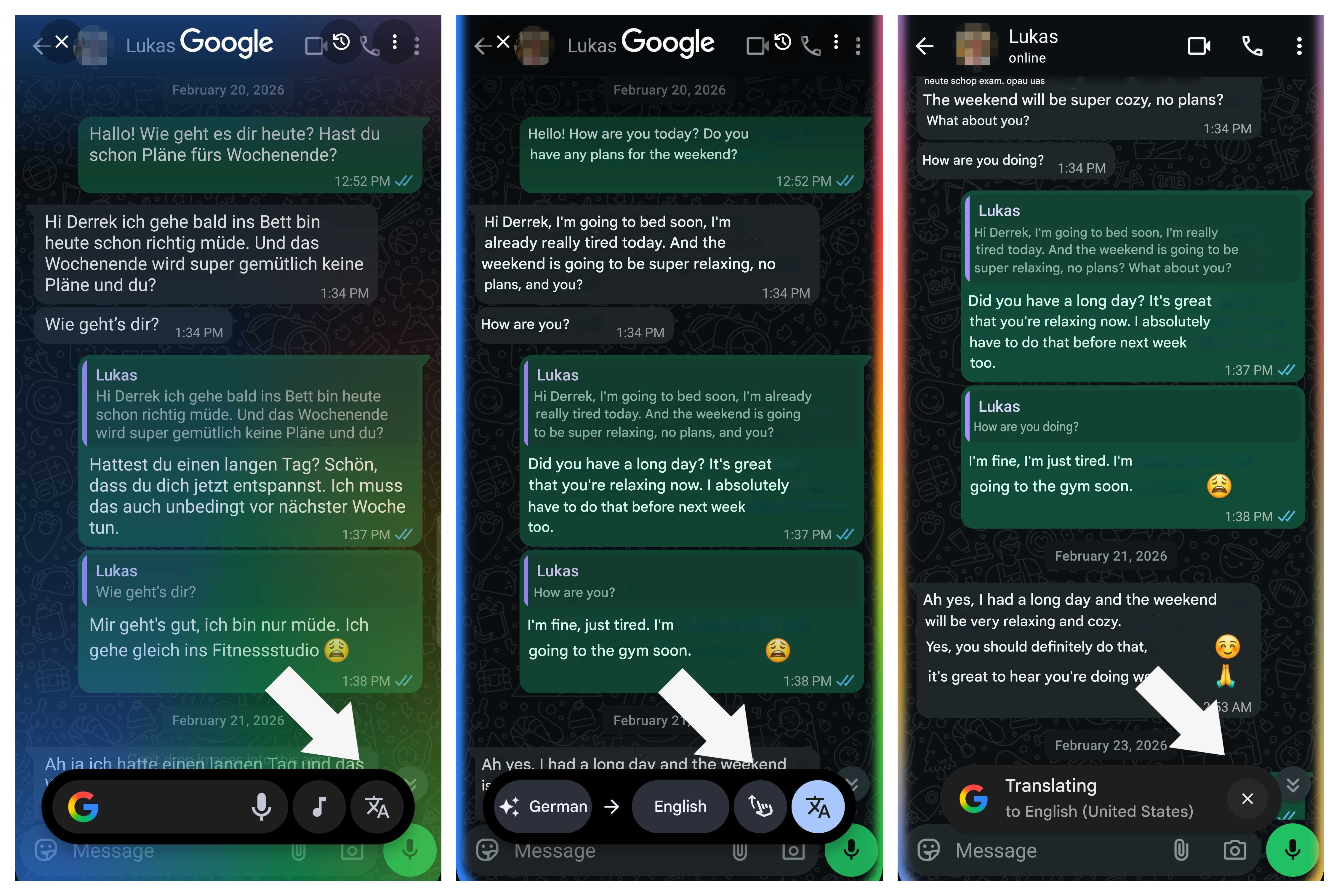 Translating text with Circle to Search