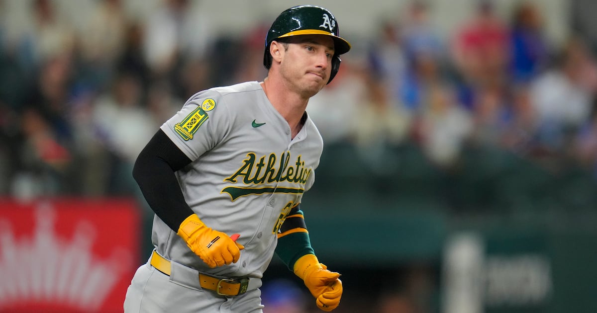 A's outfielder Brent Rooker exits game vs. Yankees in 1st inning