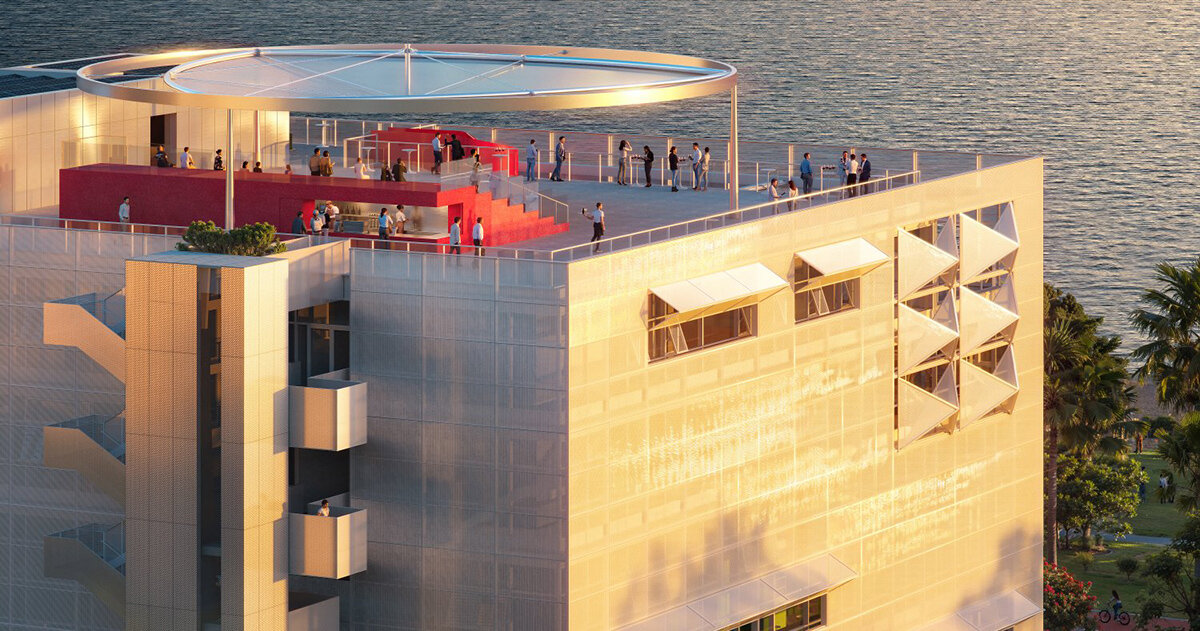 folding PTFE facade to wrap OPEN's 'cube of change' arts center