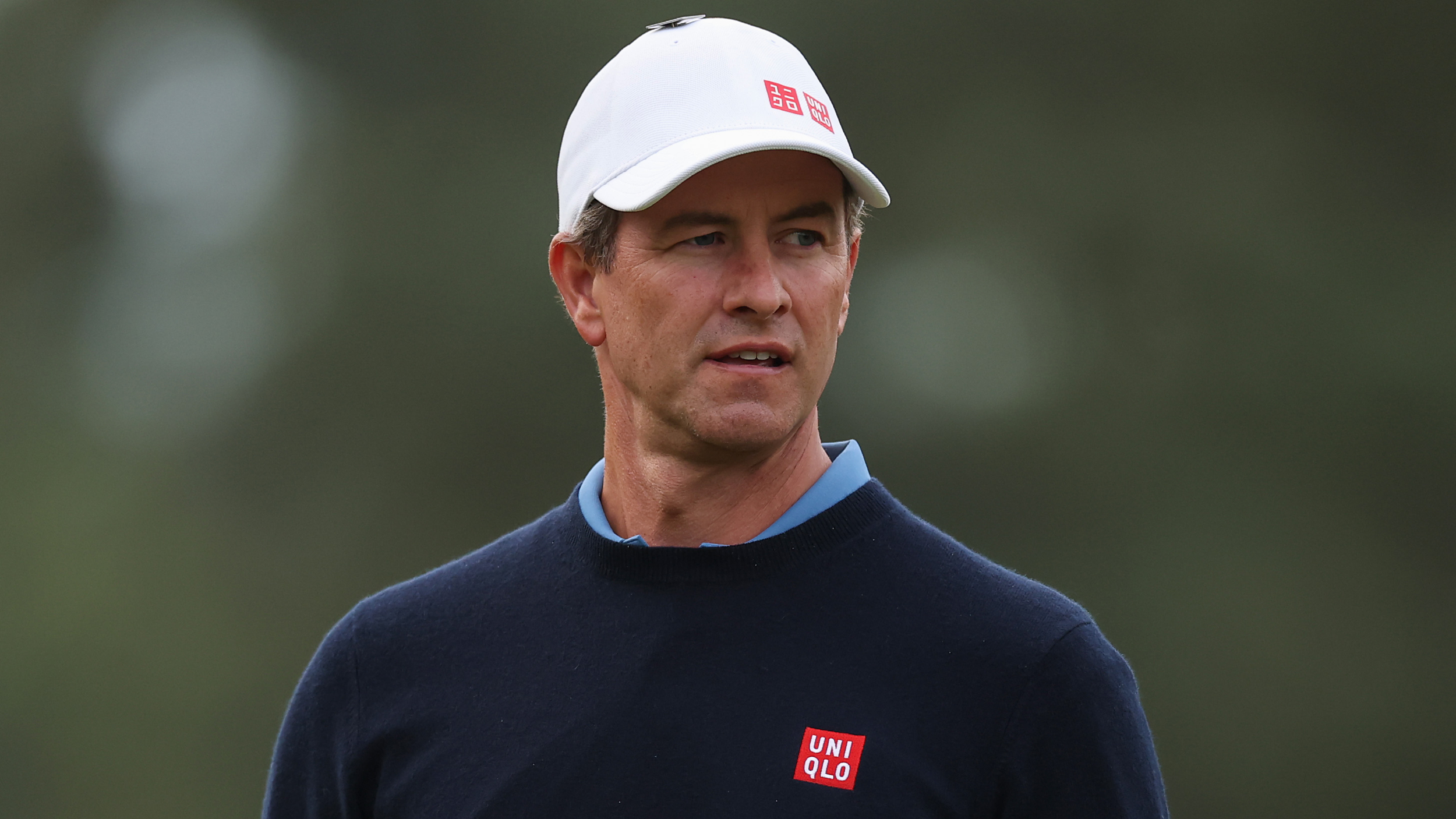 Adam Scott in a practice round for The Masters